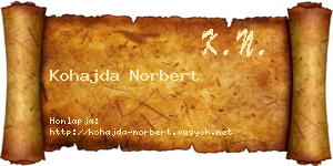 Kohajda Norbert névjegykártya